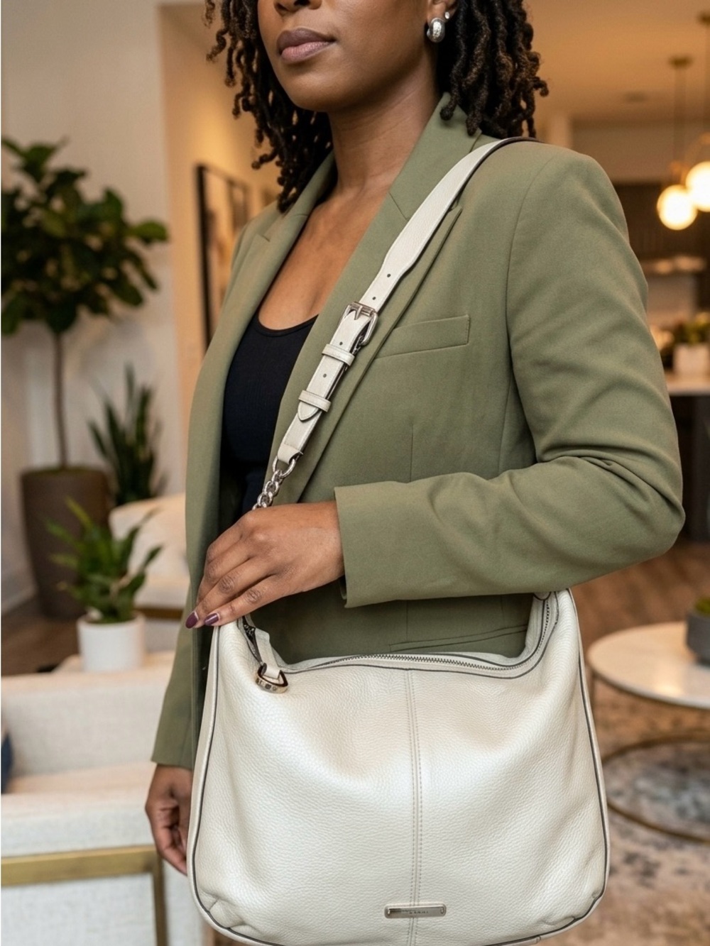 Coach Cream Pebbled Leather Shoulder Bag